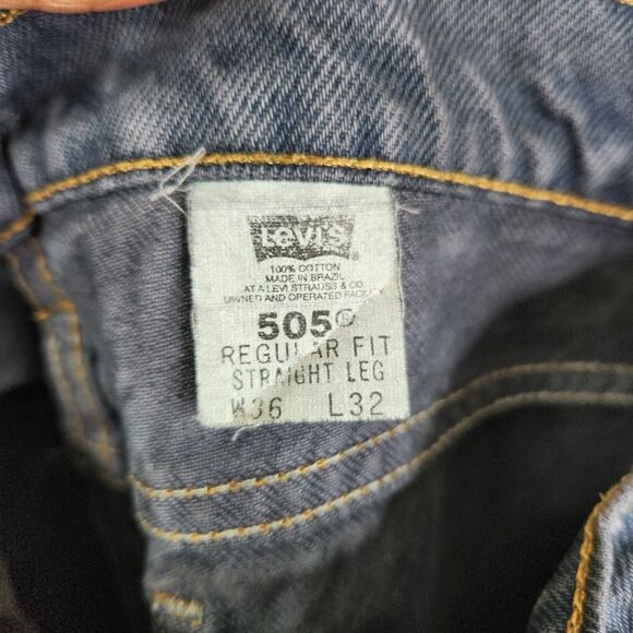 Vintage 90s Orange Tab 505 Levi's Regular Fit Straight Leg Jeans 36x32 - Picture 6 of 9